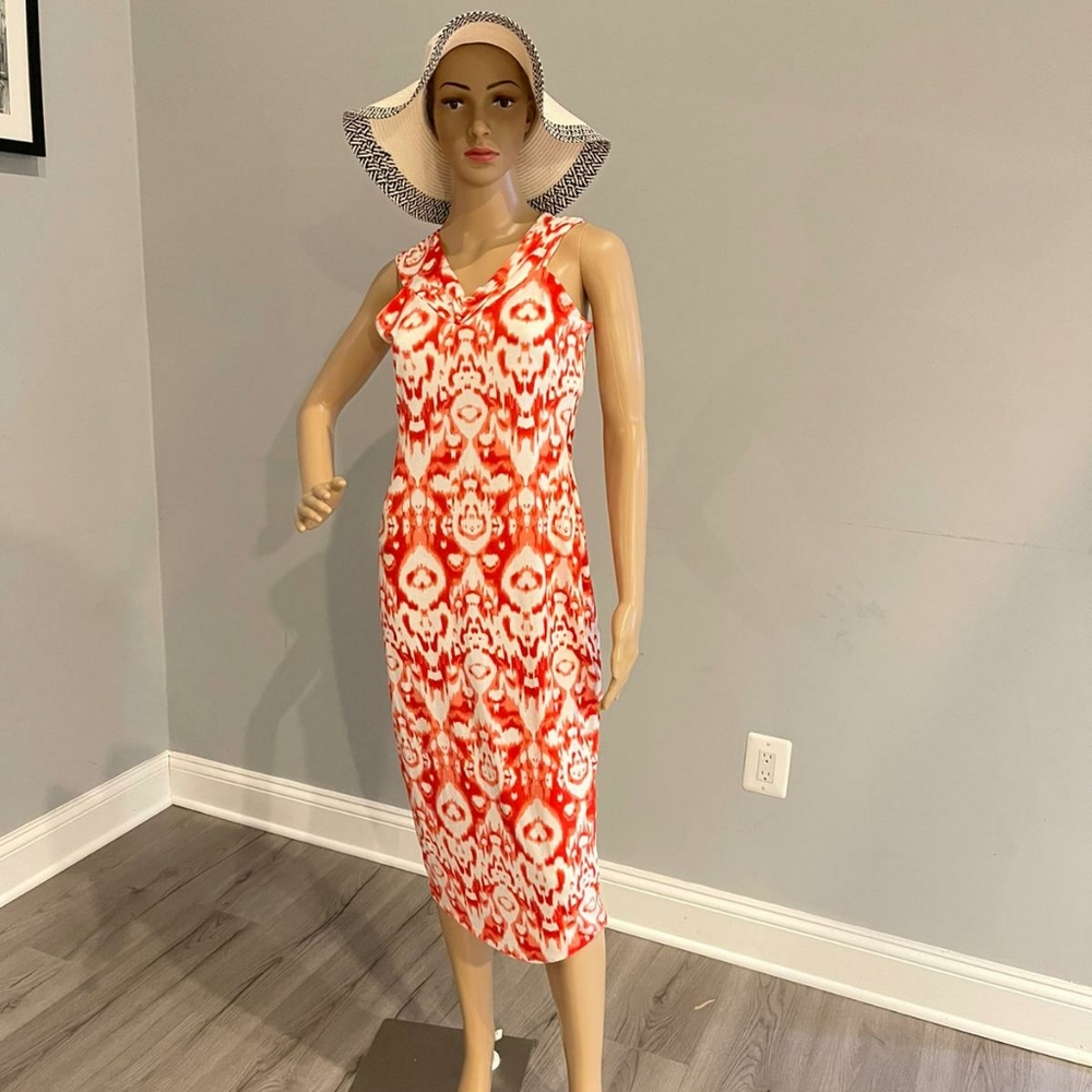 Milano abstract print midi dress